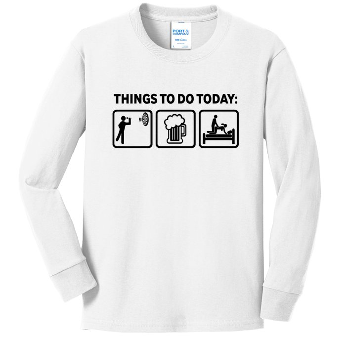 Darts Funny Things To Do Today Kids Long Sleeve Shirt