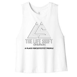 Design For The Life Shift Church Church Logo Design Women's Racerback Cropped Tank