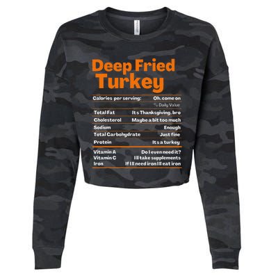 Deep Fried Turkey Thanksgiving Nutrition Facts Cropped Pullover Crew