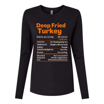 Deep Fried Turkey Thanksgiving Nutrition Facts Womens Cotton Relaxed Long Sleeve T-Shirt