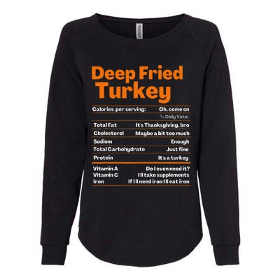 Deep Fried Turkey Thanksgiving Nutrition Facts Womens California Wash Sweatshirt