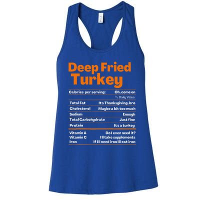 Deep Fried Turkey Thanksgiving Nutrition Facts Women's Racerback Tank