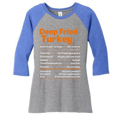 Deep Fried Turkey Thanksgiving Nutrition Facts Women's Tri-Blend 3/4-Sleeve Raglan Shirt