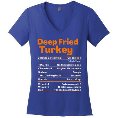 Deep Fried Turkey Thanksgiving Nutrition Facts Women's V-Neck T-Shirt