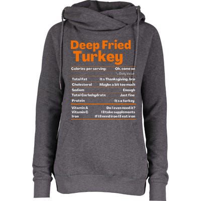 Deep Fried Turkey Thanksgiving Nutrition Facts Womens Funnel Neck Pullover Hood