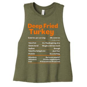 Deep Fried Turkey Thanksgiving Nutrition Facts Women's Racerback Cropped Tank