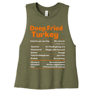 Deep Fried Turkey Thanksgiving Nutrition Facts Women's Racerback Cropped Tank