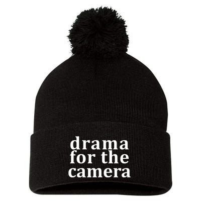 Drama For The Camera Typography Minimalist Pom Pom 12in Knit Beanie