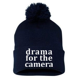 Drama For The Camera Typography Minimalist Pom Pom 12in Knit Beanie