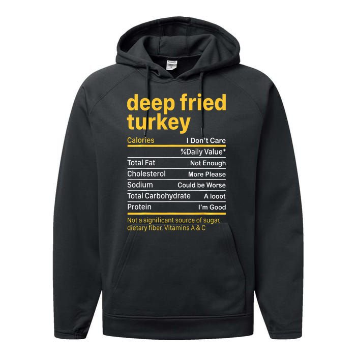 Deep Fried Turkey Nutrition Facts Thanksgiving Food Performance Fleece Hoodie