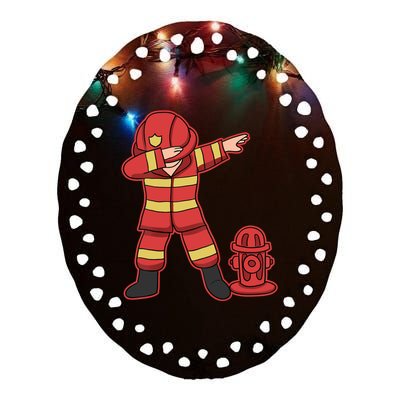 Dabbing Firefighter T Funny Dab Gift Firefighter Ceramic Oval Ornament