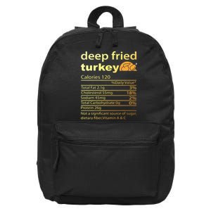 Deep Fried Turkey Nutrition Food Facts Thanksgiving Costume 16 in Basic Backpack