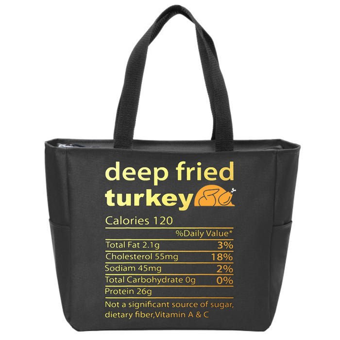 Deep Fried Turkey Nutrition Food Facts Thanksgiving Costume Zip Tote Bag