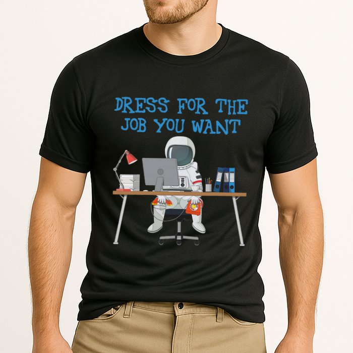 Dress For The Job You Want Funny Astronaut Cooling Performance Crew T-Shirt