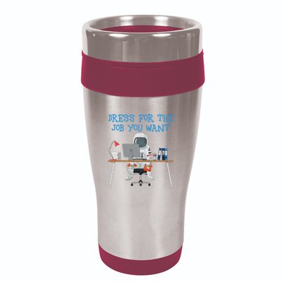 Dress For The Job You Want Funny Astronaut 16oz Travel Tumbler