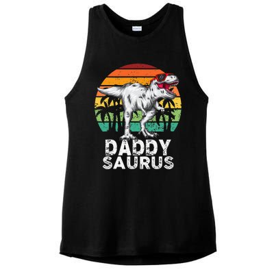 Daddysaurus Funny T Rex Dinosaur Dad saurus Family Matching Ladies PosiCharge Tri-Blend Wicking Tank