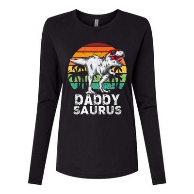 Daddysaurus Funny T Rex Dinosaur Dad saurus Family Matching Womens Cotton Relaxed Long Sleeve T-Shirt