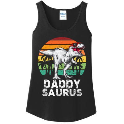 Daddysaurus Funny T Rex Dinosaur Dad saurus Family Matching Ladies Essential Tank