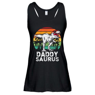 Daddysaurus Funny T Rex Dinosaur Dad saurus Family Matching Ladies Essential Flowy Tank