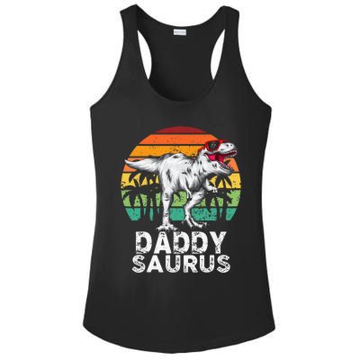 Daddysaurus Funny T Rex Dinosaur Dad saurus Family Matching Ladies PosiCharge Competitor Racerback Tank