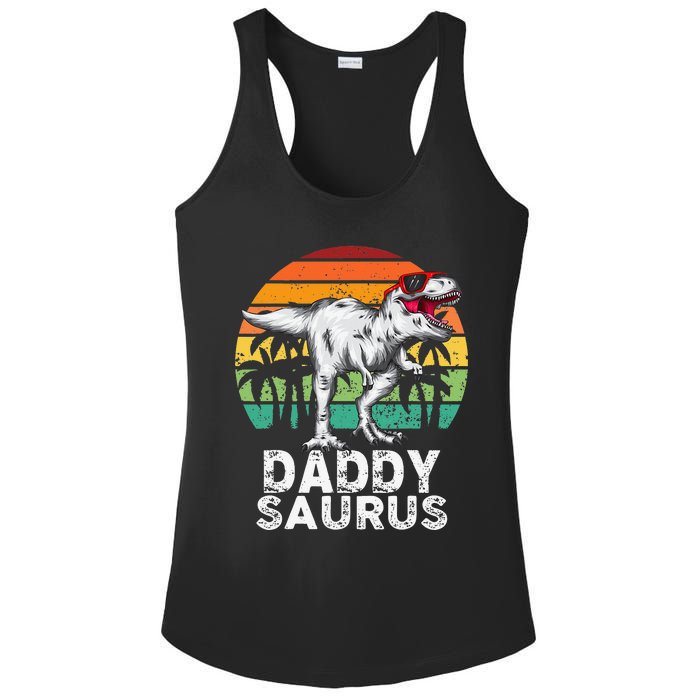 Daddysaurus Funny T Rex Dinosaur Dad saurus Family Matching Ladies PosiCharge Competitor Racerback Tank