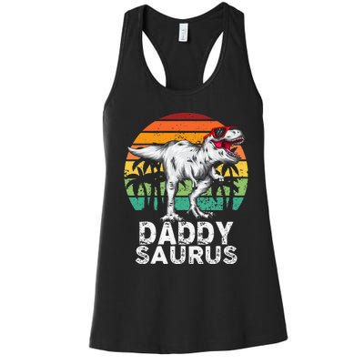 Daddysaurus Funny T Rex Dinosaur Dad saurus Family Matching Women's Racerback Tank