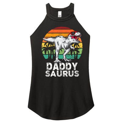 Daddysaurus Funny T Rex Dinosaur Dad saurus Family Matching Women's Perfect Tri Rocker Tank