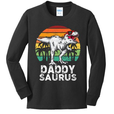 Daddysaurus Funny T Rex Dinosaur Dad saurus Family Matching Kids Long Sleeve Shirt