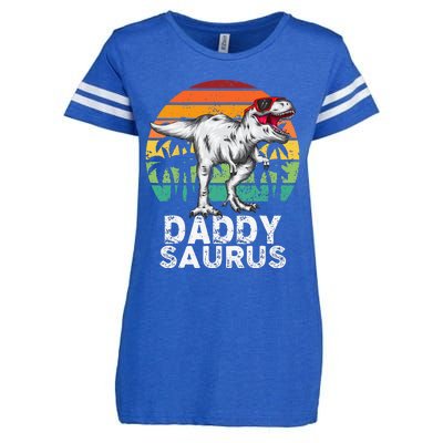 Daddysaurus Funny T Rex Dinosaur Dad saurus Family Matching Enza Ladies Jersey Football T-Shirt