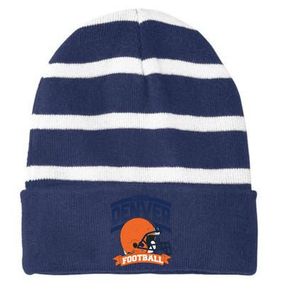 Denver Football Team Supporter Striped Beanie with Solid Band