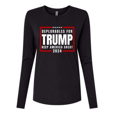 Deplorables For Trump 2024 Womens Cotton Relaxed Long Sleeve T-Shirt