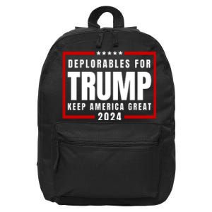 Deplorables For Trump 2024 16 in Basic Backpack