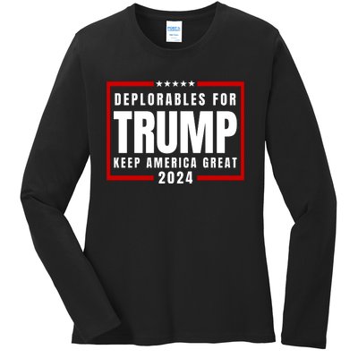 Deplorables For Trump 2024 Ladies Long Sleeve Shirt