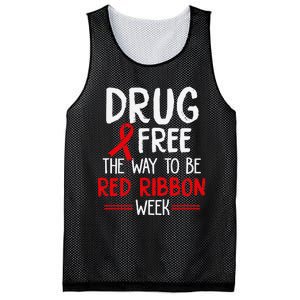 Drug Free The Way To be Red Ribbon Awareness Week Mesh Reversible Basketball Jersey Tank