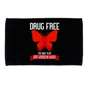 Drug Free The Way To be Red Ribbon Awareness Week butterfly Microfiber Hand Towel