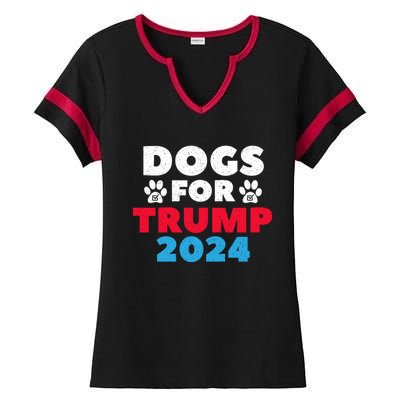 Dogs For Trump 2024 Election Gift Ladies Halftime Notch Neck Tee