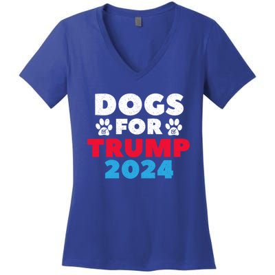 Dogs For Trump 2024 Election Gift Women's V-Neck T-Shirt