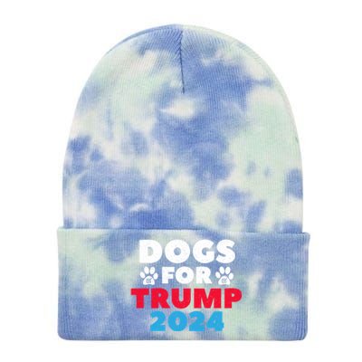 Dogs For Trump 2024 Election Gift Tie Dye 12in Knit Beanie