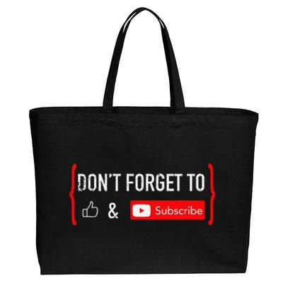 DonT Forget To Like And Subscribe Video Content Creator Cotton Canvas Jumbo Tote