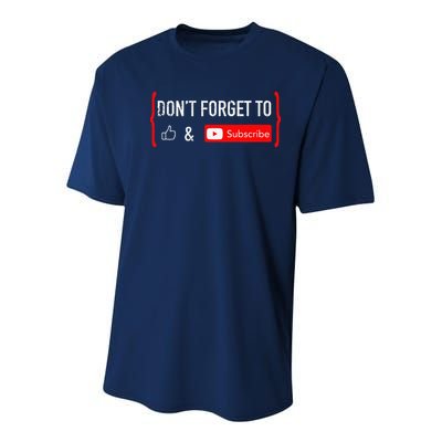 DonT Forget To Like And Subscribe Video Content Creator Youth Performance Sprint T-Shirt