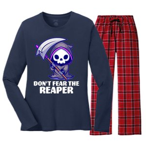 Don't Fear The Reaper Cute Chibi Reaper Women's Long Sleeve Flannel Pajama Set 