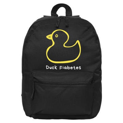 Duck Fiabetes Type 1 Diabetes sucks 16 in Basic Backpack