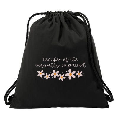 Daisy Flower Teacher Of The Visually Impaired Asl Braille Drawstring Bag