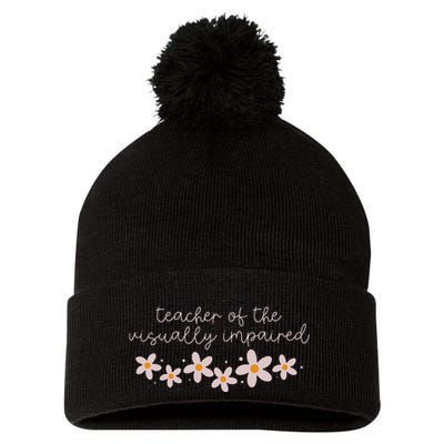 Daisy Flower Teacher Of The Visually Impaired Asl Braille Pom Pom 12in Knit Beanie