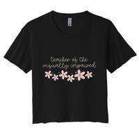 Daisy Flower Teacher Of The Visually Impaired Asl Braille Women's Crop Top Tee