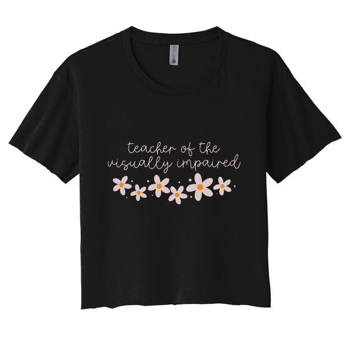 Daisy Flower Teacher Of The Visually Impaired Asl Braille Women's Crop Top Tee