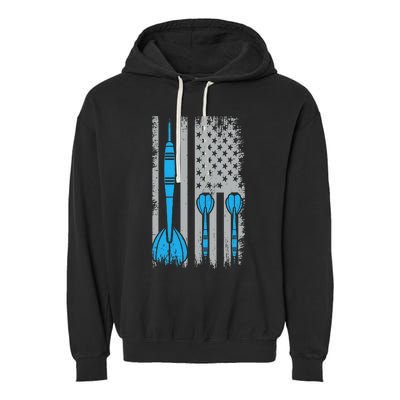 Darts Flag Usa Dartboard Dart Player Garment-Dyed Fleece Hoodie