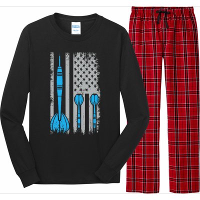 Darts Flag Usa Dartboard Dart Player Long Sleeve Pajama Set