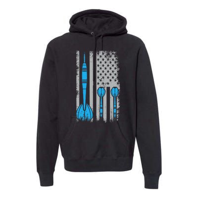 Darts Flag Usa Dartboard Dart Player Premium Hoodie