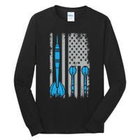 Darts Flag Usa Dartboard Dart Player Tall Long Sleeve T-Shirt